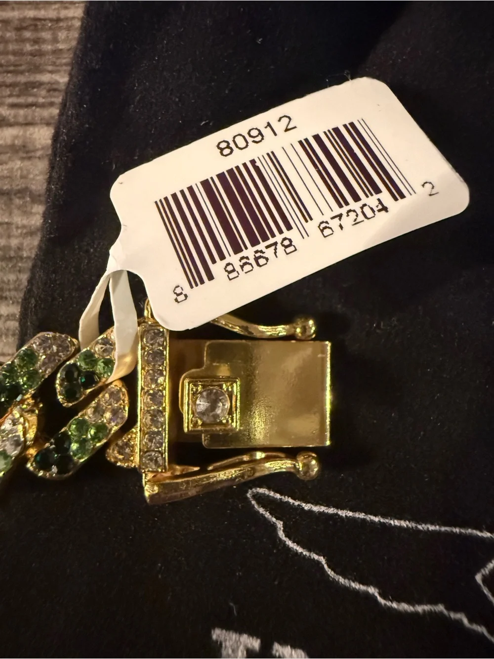 Invicta Elements Men’s XL Drip Chain Gold Cuban Link Necklace with Green Stones